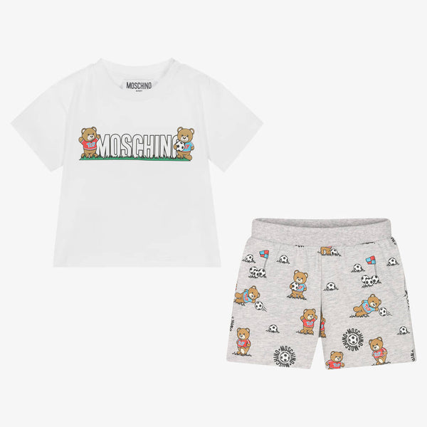 Moschino Boy Bear Soccer Print Shorts Set