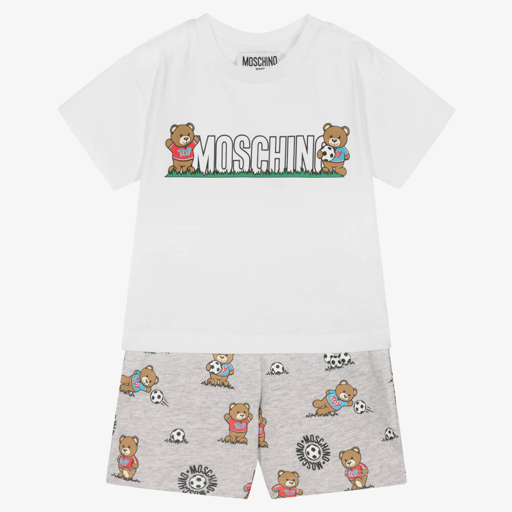 Moschino Boy Bear Soccer Print Shorts Set – Petit Pont