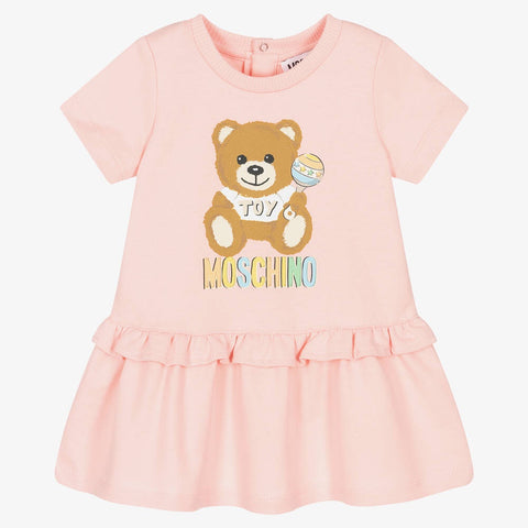 Moschino Baby Ruffle Fleece Teddy Bear Dress