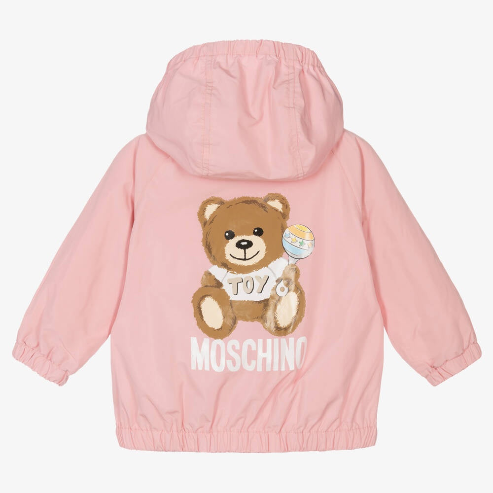 Moschino Nylon Hooded Jacket W/Bear Toy Print