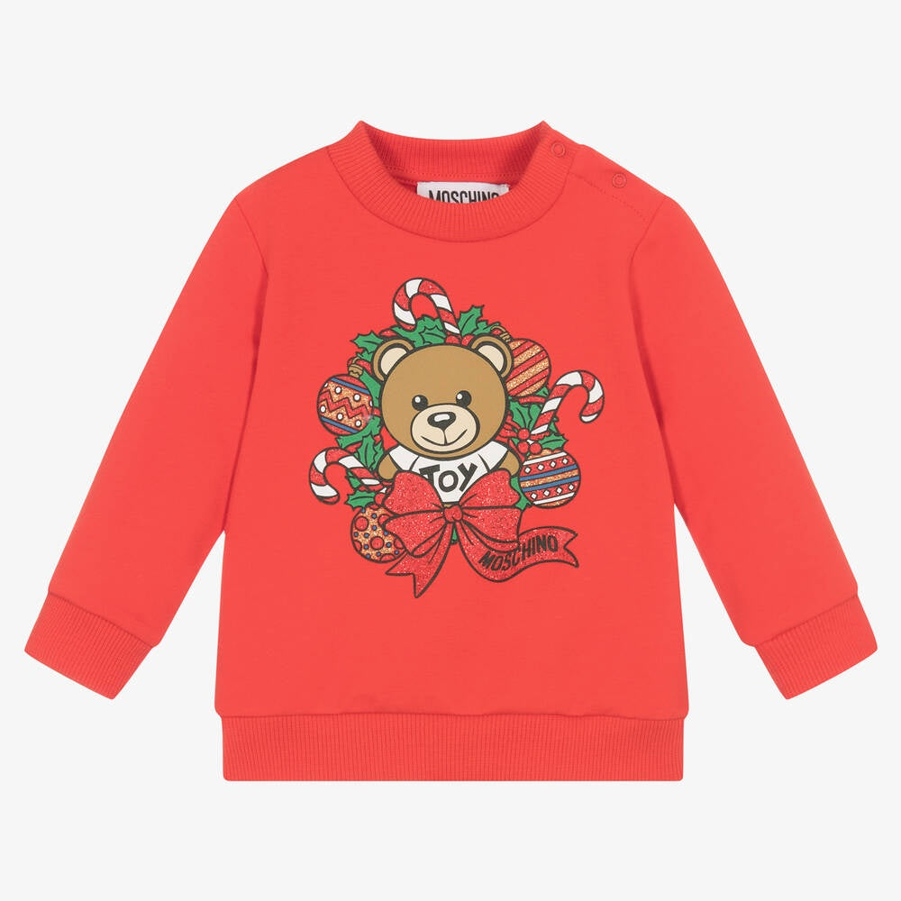 Moschino Baby Sweatshirt with Holiday Bear Logo