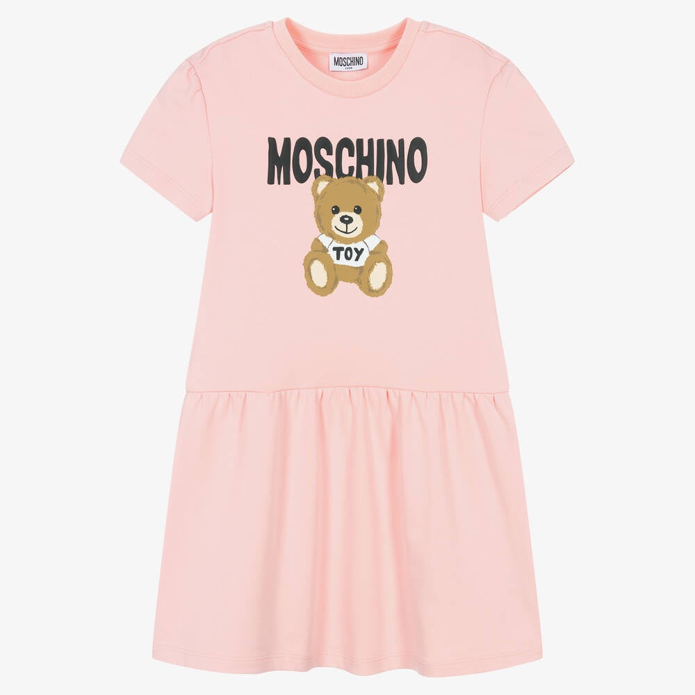 Moschino Girl Dress with Fuzzy Teddy Bear