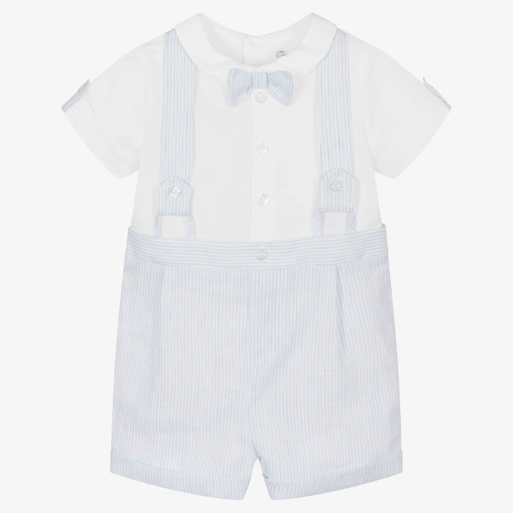 Patachou Baby Boys Blue & White Stripe Linen Shortie