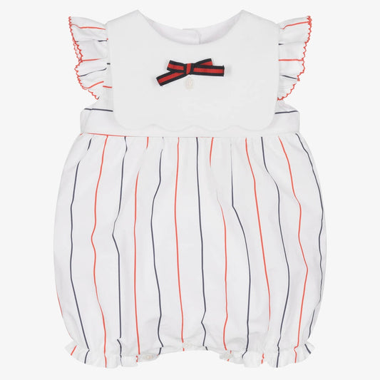 Patachou Baby Girls White Cotton Striped Shortie