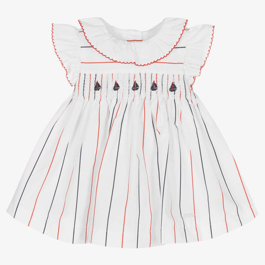 Patachou Baby Girls White Striped Dress