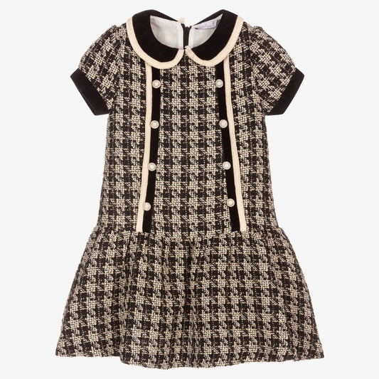 Patachou Girls Black Tweed Dress