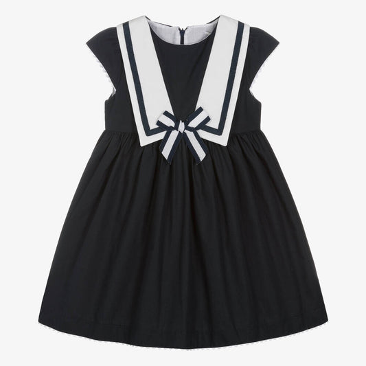 Patachou Girls Navy Blue Cotton Dress