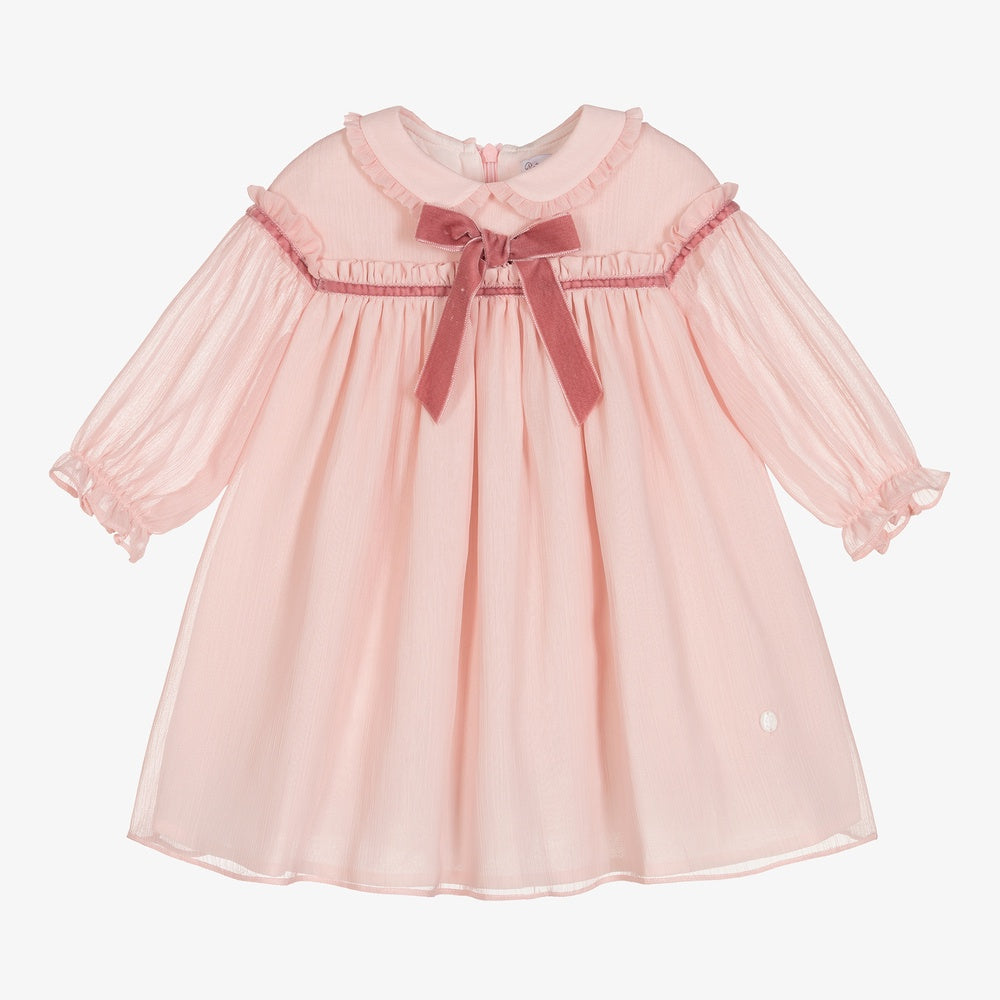 Patachou Girl Pink Chiffon Bow Dress
