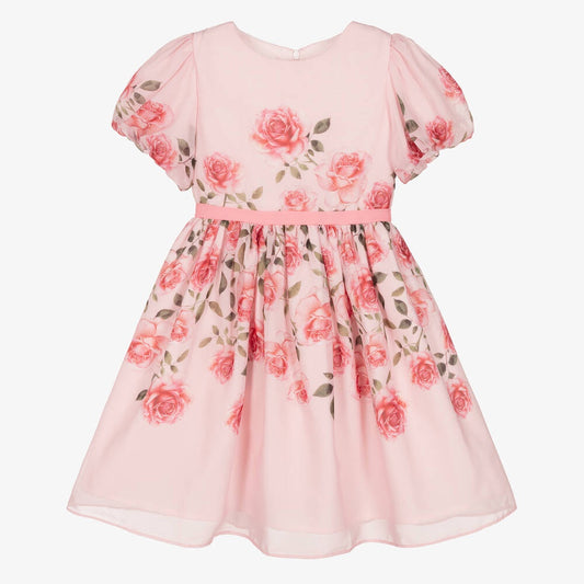 Patachou Girls Pink Floral Chiffon Dress