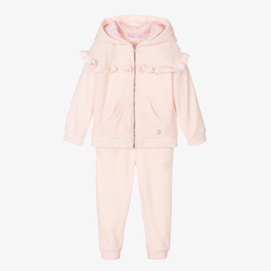 Patachou Girls Pink Velour Tracksuit