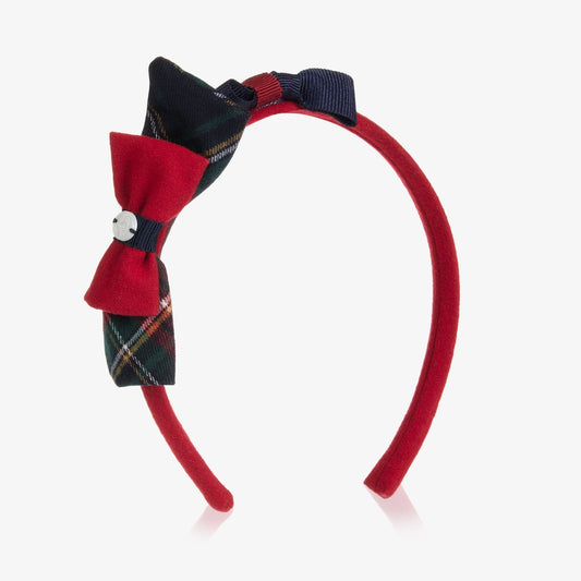 Patachou Girls Red Tartan Bow Hairband