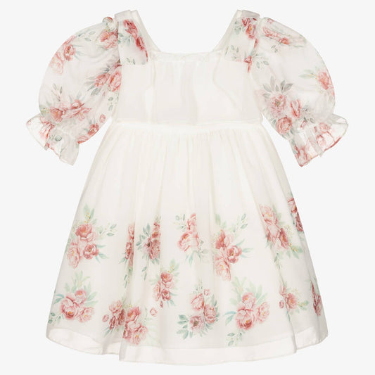 Patachou Girls White Floral Chiffon Dress