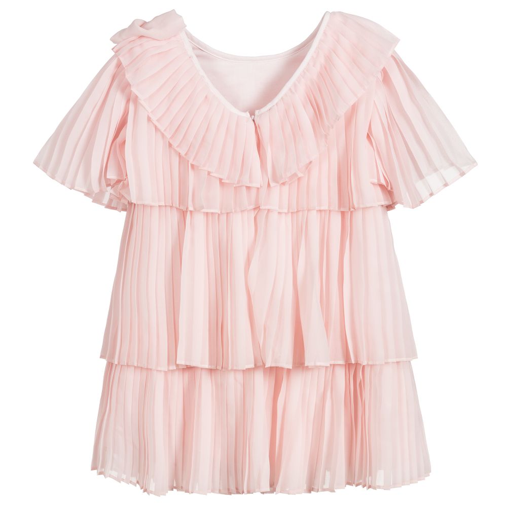 Patachou Pink Pleated Chiffon Dress