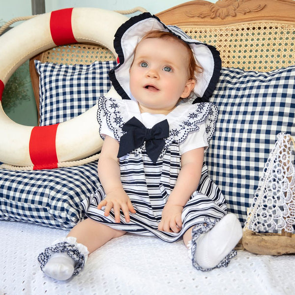 Patachou White & Blue Stripe Baby Dress