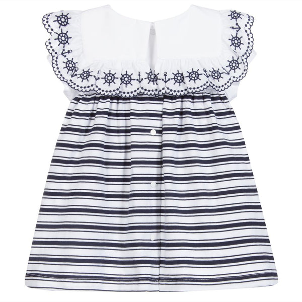 Patachou White & Blue Stripe Baby Dress