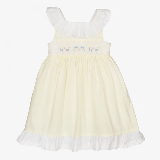 Patachou Yellow Smocked Cotton Dress
