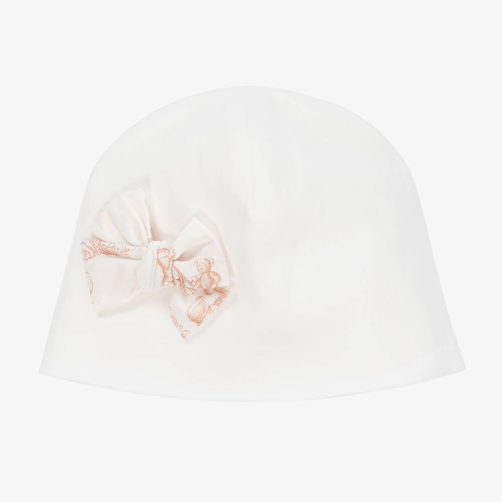 Purete Baby Girls Ivory Cotton Jersey Hat