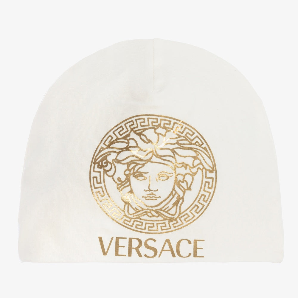 Versace Baby Ivory & Gold Medusa Hat