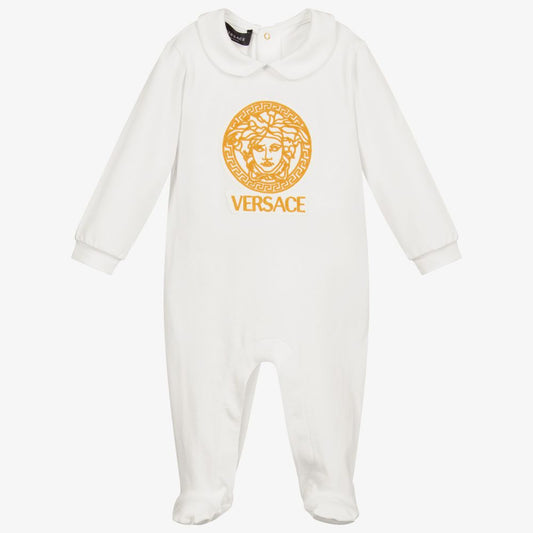 Versace Baby White & Gold Medusa Babygrow