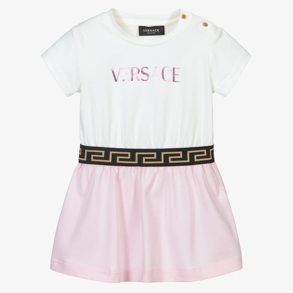 Versace White & Pink Cotton Dress Set
